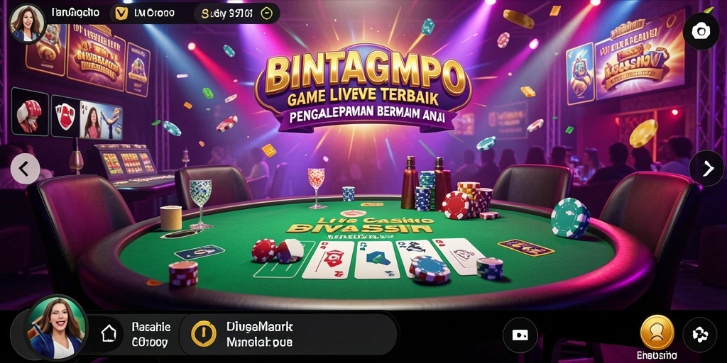 Screenshot BINTANGMPO menampilkan dealer profesional dan suasana permainan mendebarkan.