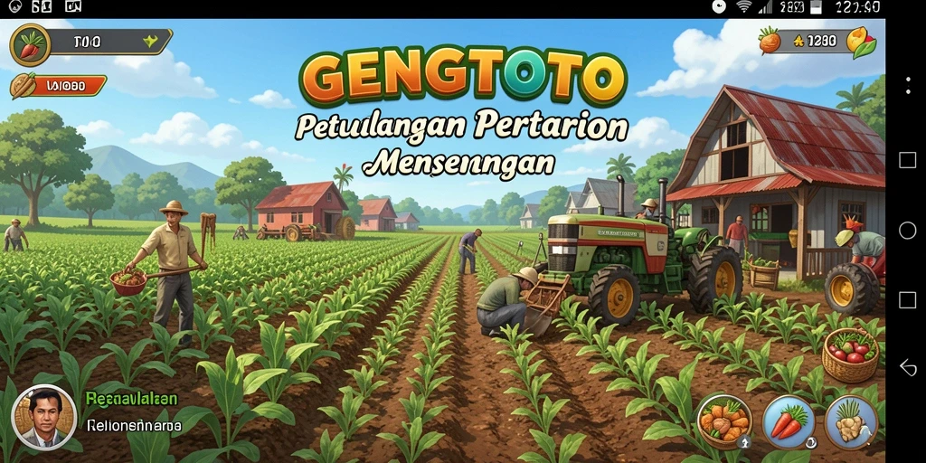 Screenshot gameplay GENGTOTO menampilkan petualangan pertanian yang menyenangkan.