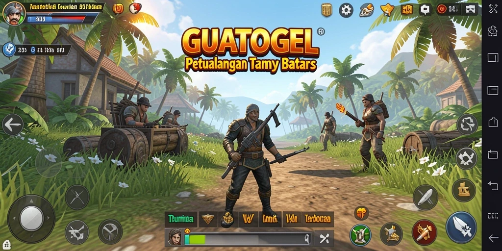 Tampilan gameplay GUATOGEL di dunia terbuka yang penuh warna.