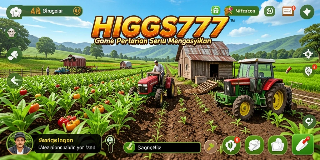 Screenshot HIGGS777 menampilkan aktivitas bertani yang seru.