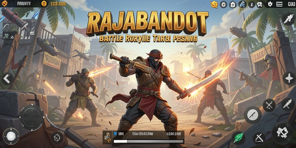 Tampilan gameplay yang mendebarkan dari RAJABANDOT dalam aksi Battle Royale.