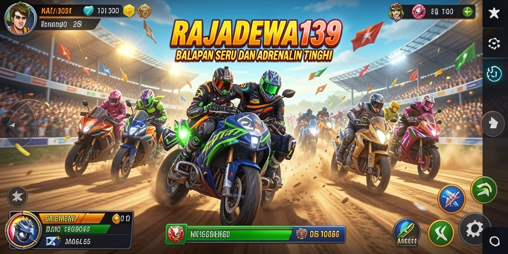 Tampilan gameplay mendebarkan dalam balapan RAJADEWA138 yang menyenangkan.