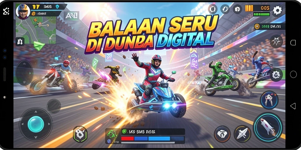 Tampilan gameplay SM605 yang mendebarkan dalam balapan yang cepat.