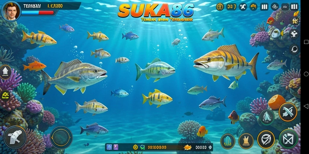Tampilan gameplay menarik dari SUKA86 menangkap keseruan menembak ikan.