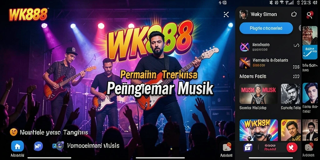 Tampilan permainan WK888 menampilkan interaksi dinamis dengan musik.